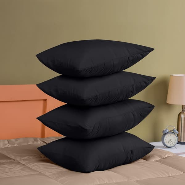 Pillowcase 4-pack - Standard size 50x75 cm - 100% brushed microfiber pillowcases with envelope closure - Wrinkle, fade and stain resistant pillowcases Black