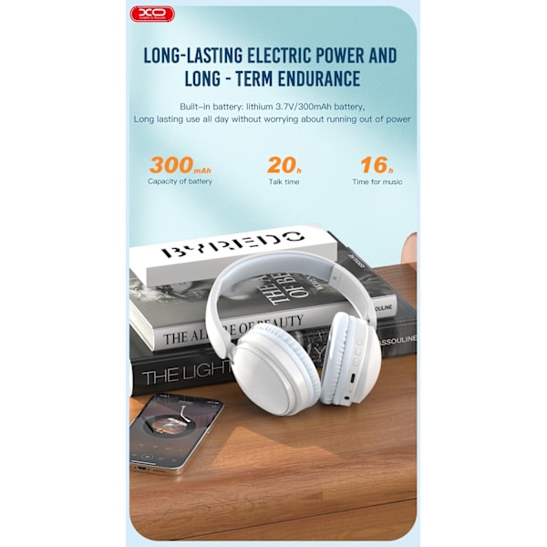 Bluetooth V5.0 Stereo Langattomat Kuulokkeet, 16 Tunnin Musiikkiaika XO