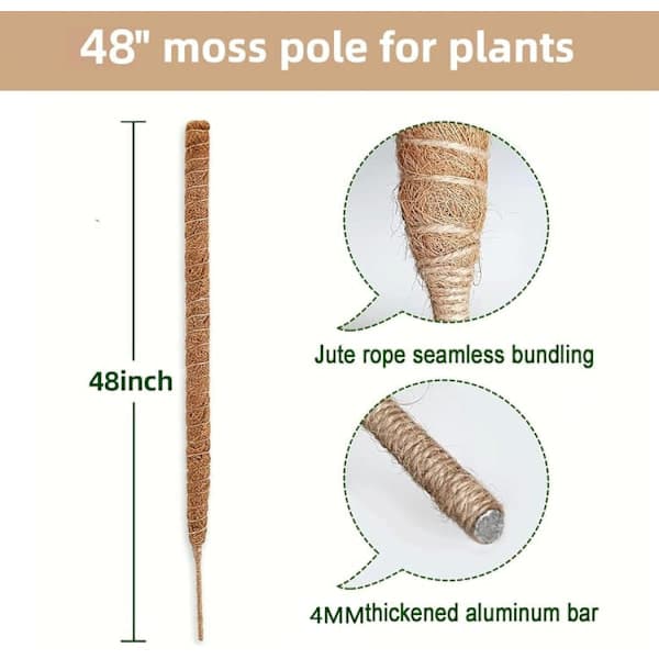 Moss Pole for Plants 120 cm, Bendable Moss Pole for Climbing Plants Monstera Ivy 2-pack 2-pack