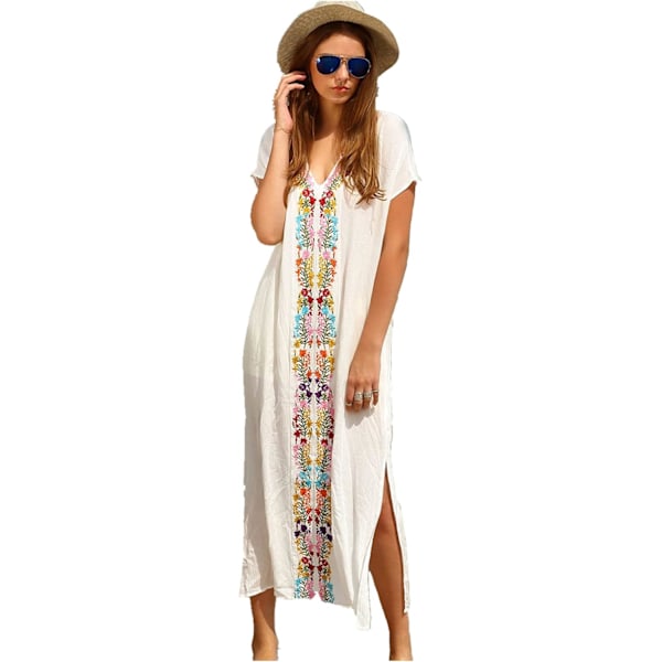 Strandskjorte Slids Lang Nederdel Resort Kjole, Bluse-X71-
