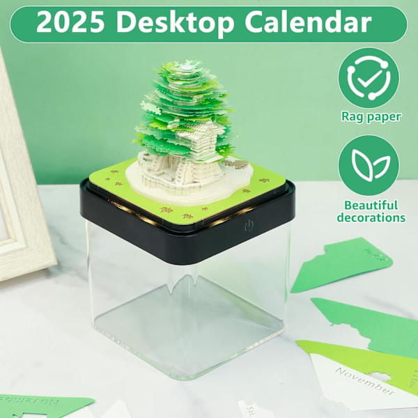 Periodkalender 2025, LED-skrivbords kalender med 3D-papperskärvning, Julanteckningsblock