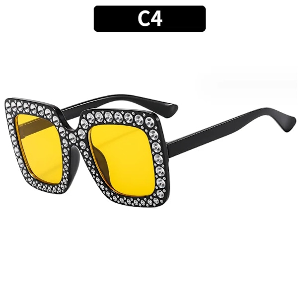Nyeste Overdimensjonerte Retro Kvadratiske Rhinestone Bling Solbriller Kvinne Luksus Dame Solbriller 2024 For Kvinner