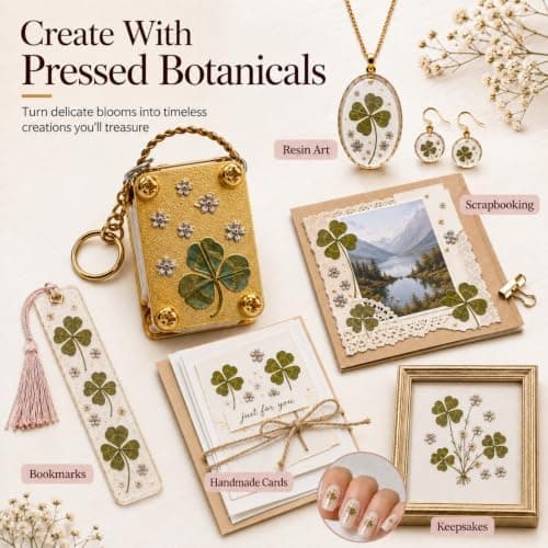 Mini Flower Press Keychain - Handmade Gold Metal Micro Press with 20 Sheets