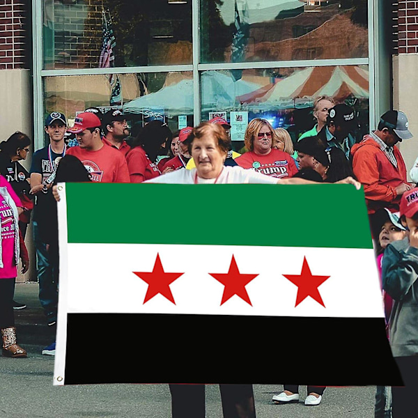 90*150cm/3FT*5Ft/59*35IN Syyrian lippu Syyrian lippu messinkirenkailla ja kaksoisommelluilla reunoilla
