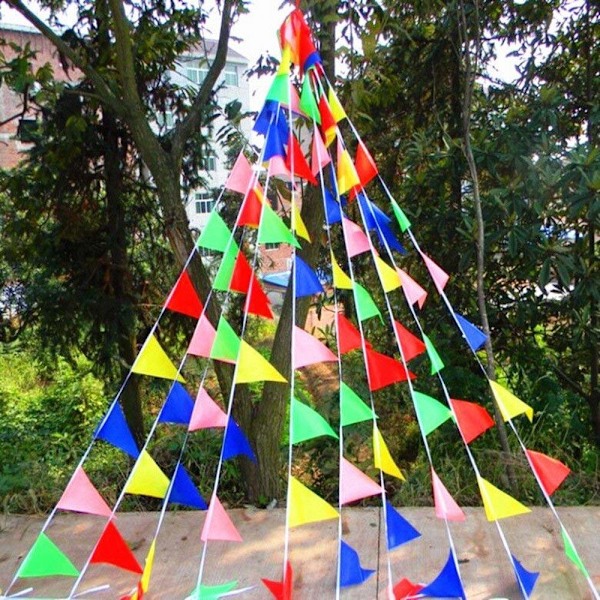Guirlander, flerfarvede flag, nylonstof guirlande
