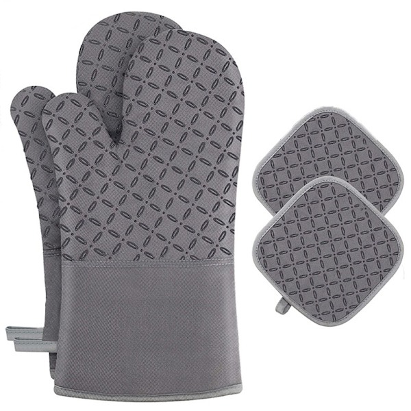 KCVV Ugnhandskar - Ugnhandskar - Ugntillbehör - Isolerande Handskar 4-pack - Hög Temperaturbeständighet upp till 290°C - Grå