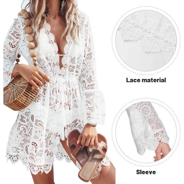 Bikini Cover Up Sexy V-hals Strandkjole, L-X71-