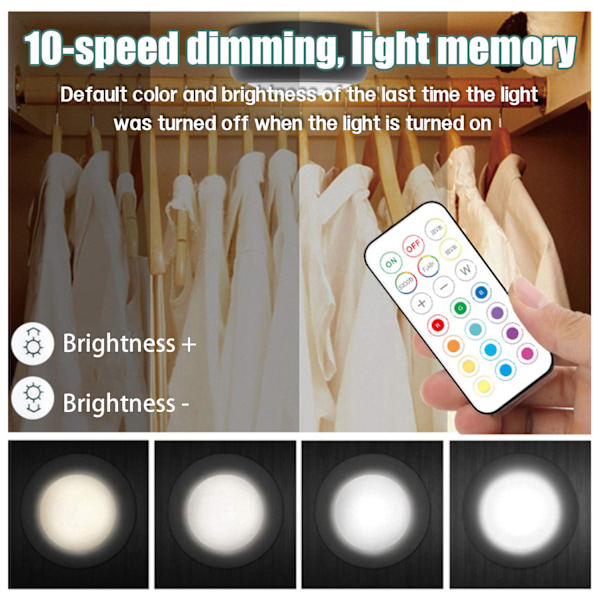 INF LED-spotlights 4-pakke med 13 farger, dimmer og fjernkontroll