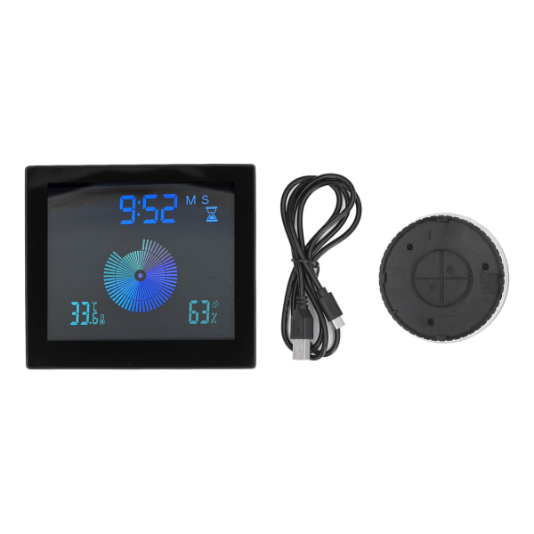 5in Väggduschklocka Digital Timer Alarm Temperatur Fuktighet Display Vattentät för Hem BadrumSvart