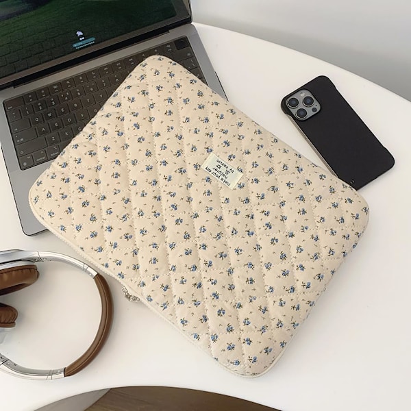 Laptopveske med blomstermønster og polstring, Laptopveske, Estetisk laptopveske, 15\" Laptopveske-FQ3-