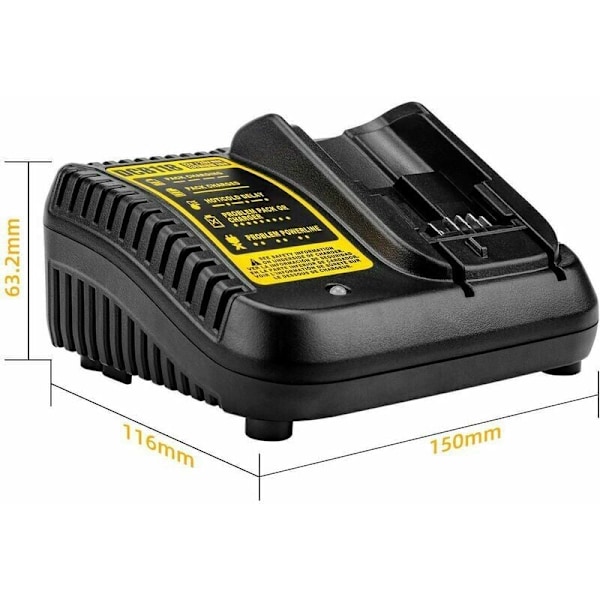 Lämplig för Dewalt 18650 batteriladdare 3A snabbladdning svart och gul