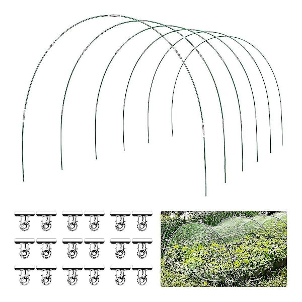 36 stk. Drivhusbuer Dyrkningstunnel 6 Sæt med 2,6 m Lange Havebuer Kit, Rustfrit Glasfiber R