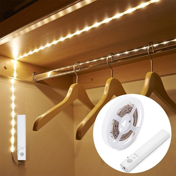 LED-lysstripe for skap med bevegelsessensor 1 m - Varmt hvitt
