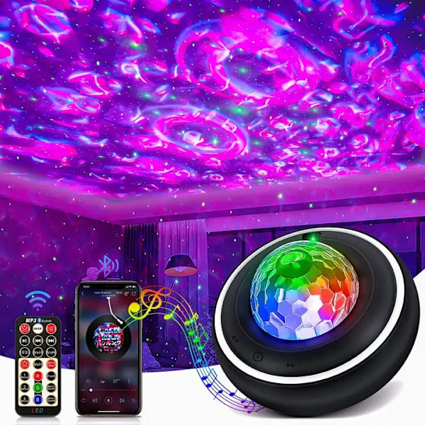 Stjerneprojektor LED Batteri - Galaxy Stjerneprojektor - 2,5 timer Sort