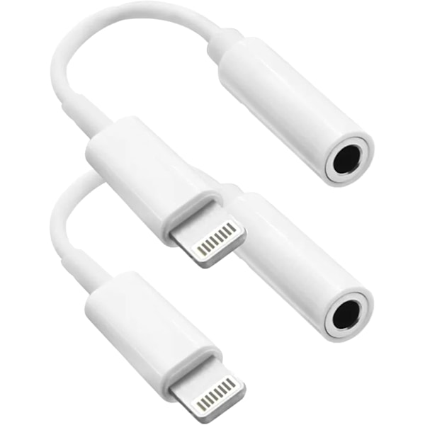2-pack för iPhone 3,5 mm hörlursadapter Lightning till 3,5 mm hörlurs-/hörlursuttag ljudkonverterare med iPhone 14 13 12 11 Pro XR XS Max X 8 7...