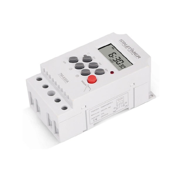 DIN-skinne Digital Ukentlig Timer 12V DC Inngang 7 Dager Programmerbar 24h Timerbryter Tid Relé Utgangsbelastning Høy Effekt 30A