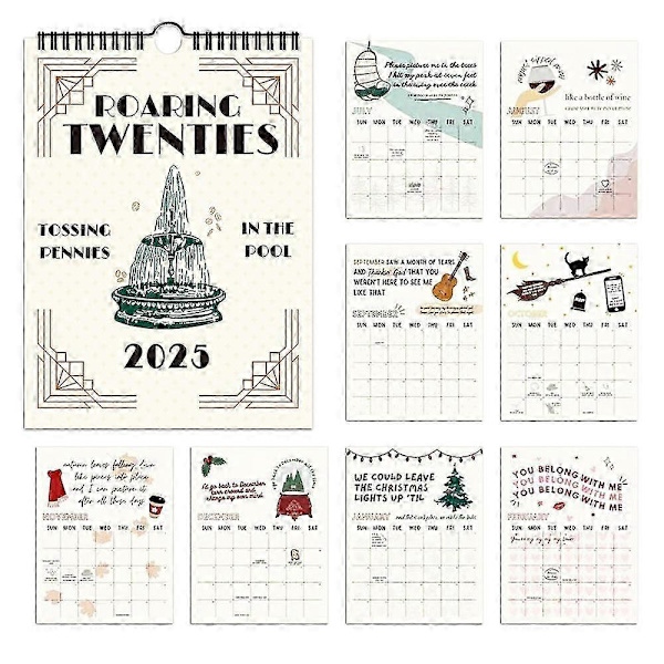 2025 Taylor Swift Textväggkalender, Roaring Twenties Sångerska Stjärntexter Musik Hängande Kalender Presenter