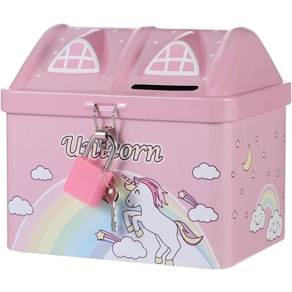 Unicorn spargris tecknad hus spargris spara myntbox wit-X71-