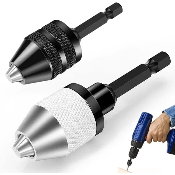 2 Pcs Drill Chucks, Hexagonal Self-Locking Chuck 6.35 mm (1/4 \"), Screwdriver Chuck Capacity 0.3-6.5 mm, for Screwdriver Drill Conversion Tool-FQ-