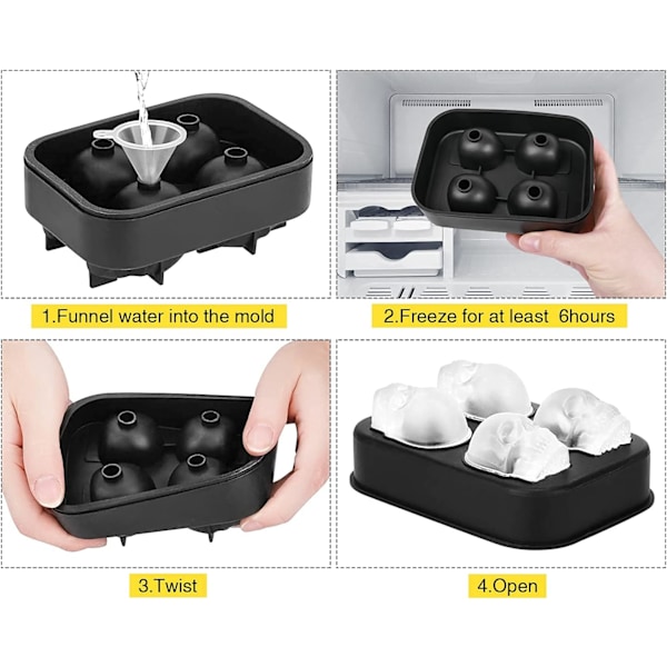 2-pack dödskalle silikon iskubslådor, iskubformar för whisky, isbricka med lock, enkel frigöring, isform för cocktails