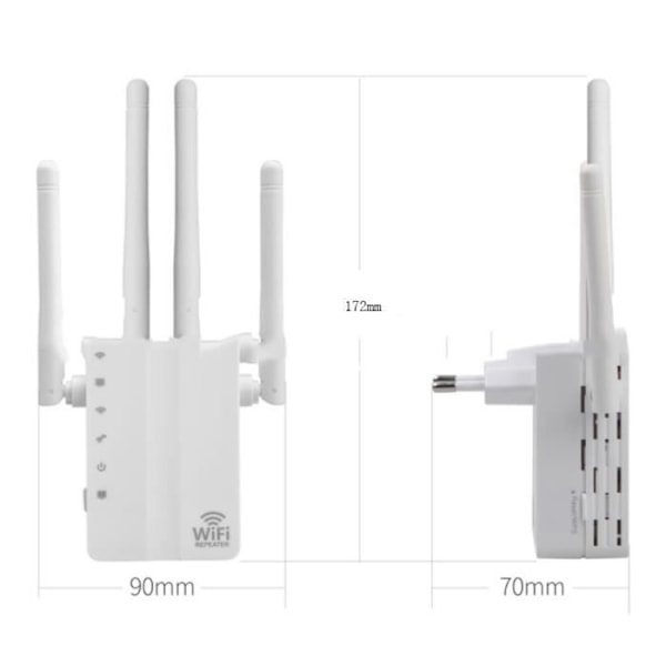 I® Kraftfuld WiFi-router 1200M Dobbelt-bånds-router med væg-repeater Smart trådløs WiFi-signalforstærker