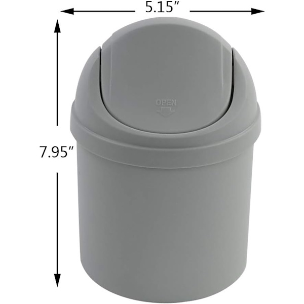 Mini søppelbøtte i plast med svingbart lokk, 0,7 gallon (rosa)