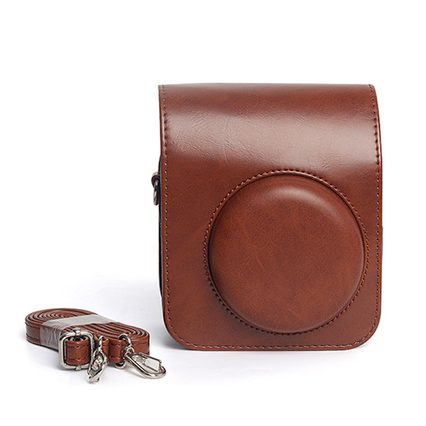 Til Instax Mini 12 Etui Kamerataske PU Læder Etui Med Brun