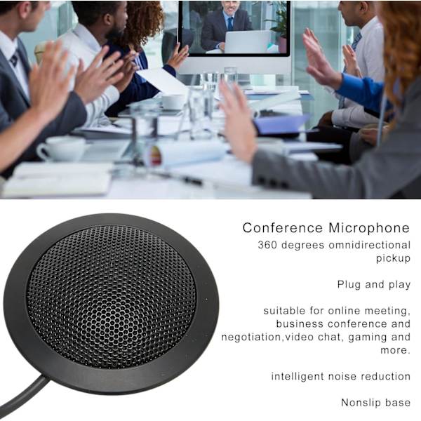 Konferencehøjttaler og mikrofon Konferencemikrofon Jern Konferencemikrofon 360 grader rundstrålende pickup Plug And Play Støjreduktion
