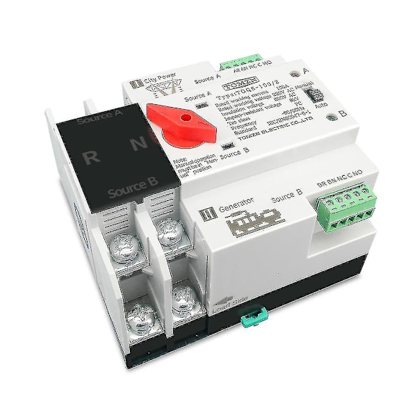 Otwoo Tomzn Enfasig DIN-skena ATS 220V Oavbruten Strömförsörjning 2P 63A