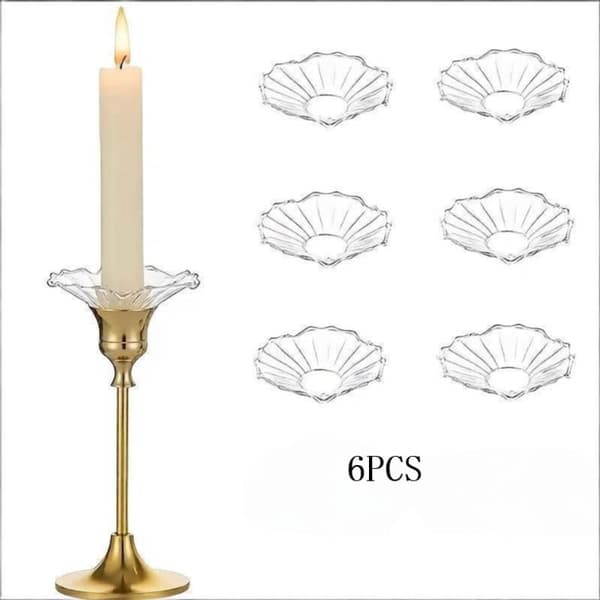 6 STK Glass Bobeches for Lysestaker for Stearinlys