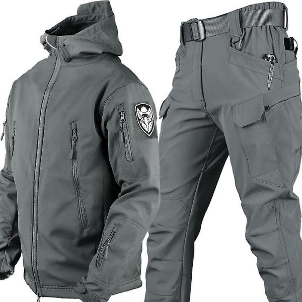 Hösten och vintern Soft Shell Hajskinn varm kostym män och kvinnor med samma utomhuskläder Special Forces kamouflage träningskläder grey XXXL