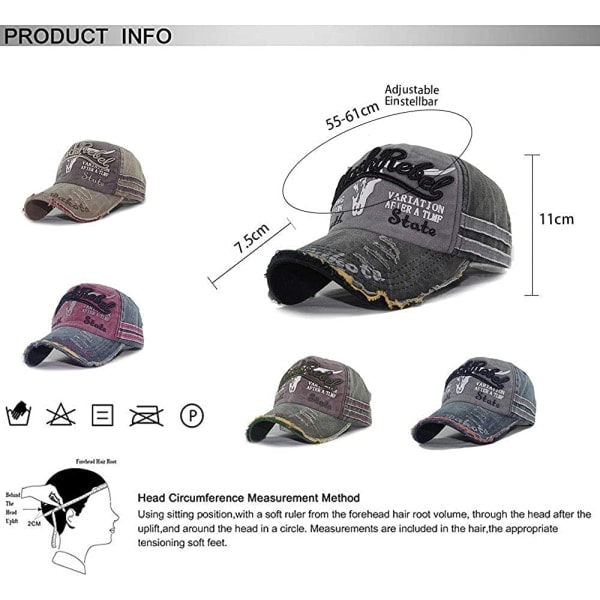 Cap Cap Vintage-lippis puuvilla Unisex Kulunut Snapback Trucker Hat