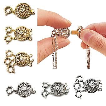 Magnetic Necklace Connector Layered Necklace Clasp for Stackable Chains Bracelet (Silver 3)