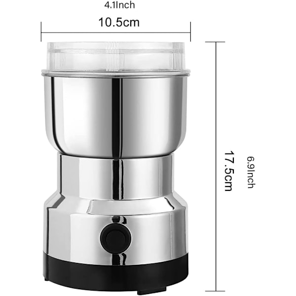 Elektrisk kaffekværn, Multifunktionel krydderikværn, Rustfrit stål kornkværn til korn, nødder, krydderier, kaffebønner