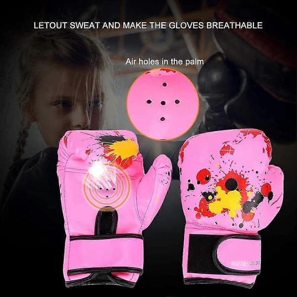 Børneboksehandsker, Punchinghandsker til børn, Mini Boksehandsker Junior til drenge piger, Træningshandsker til boksning Pink