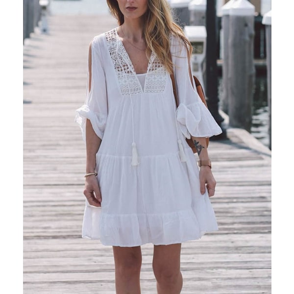 Strandkjole med blondepanel, Bikini Cover Up -X71-
