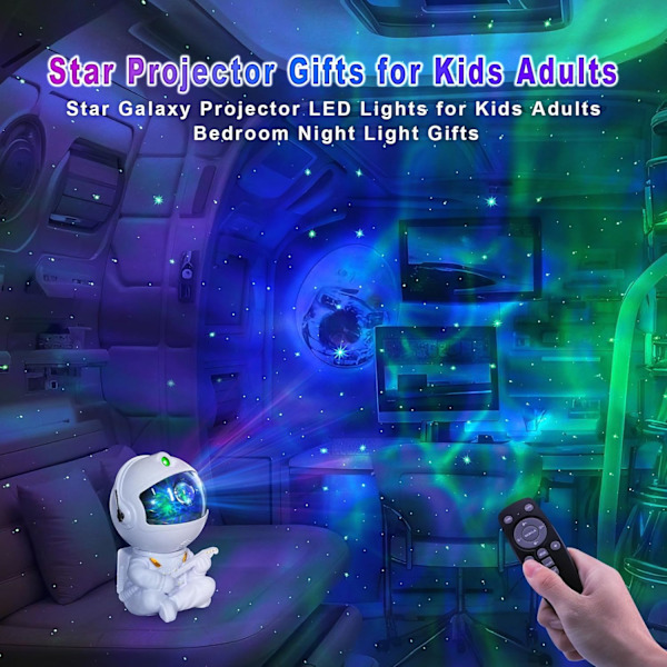 Astronaut Galaxy Projektor Stjärnlampa Astronautlampa Galaxy Stjärnprojektor Nattlampa LED-lampa med Timer Fjärrkontroll (Vit)