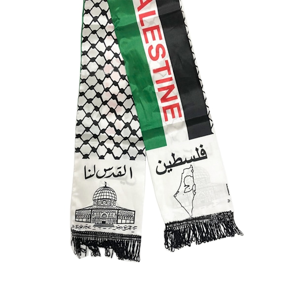 Tryckt Palestina Flagga Scarf Lång Satinhalsduk Palestina Flagga Halssjal Jerusalem Arabisk Skärp för alla åldrar NX