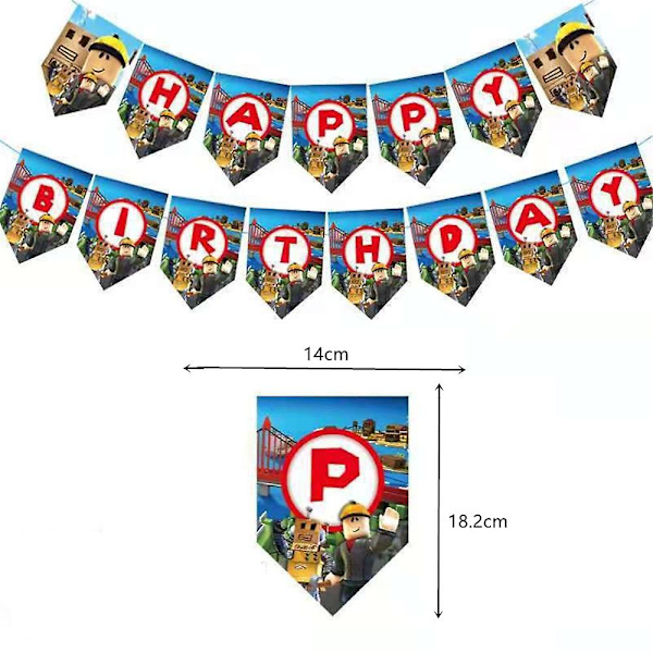 60 stk Roblox Fest Dekorationssæt Bannere Balloner Kage Toppers Swirls