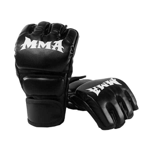 Half-Finger Boxing Gloves - MMA Sparring & Punch Bag Training Black Black 166