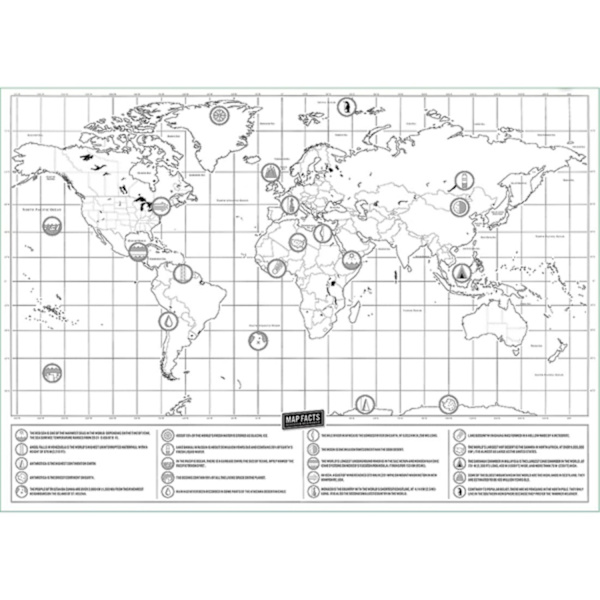 Raapikartta / Scratch Map / Maailmankartta - 82 x 59 cm