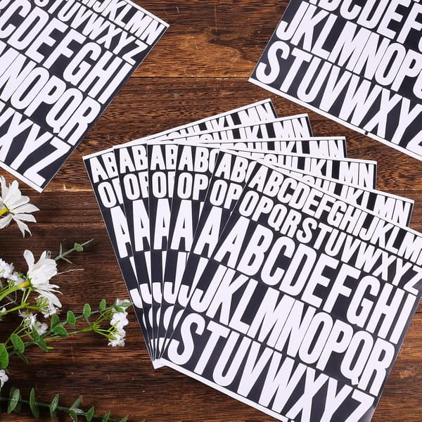 8 White Capital Letter Stickers, Self-Adhesive Letters