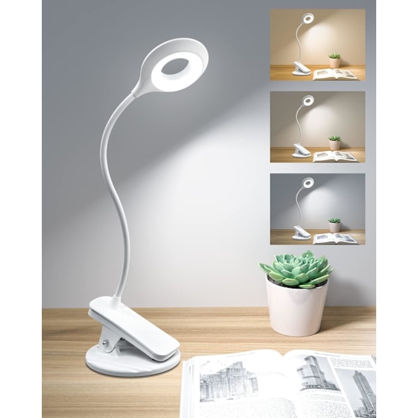 360° flexibel svanhals läslampa bokklämma dimbar lampa USB-X71-