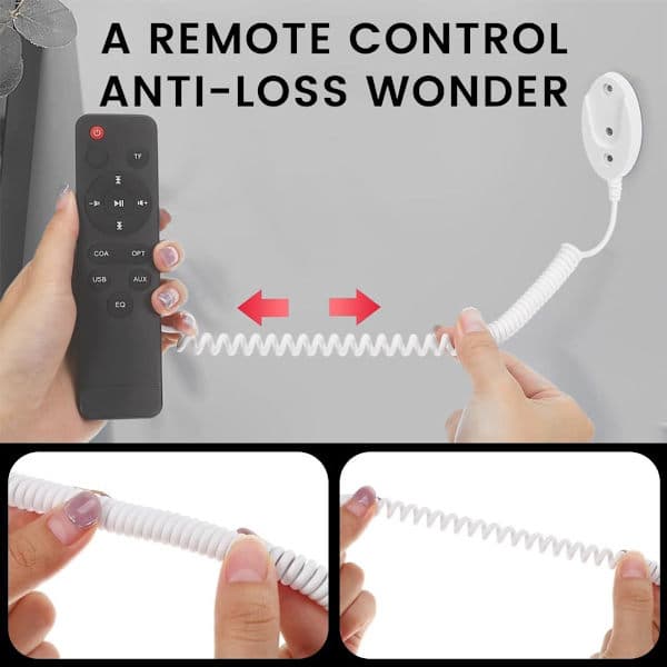 Magnetic Remote Control Holder - 4 pcs - With Spring Lanyard (120 cm) - Compatible with most remote controls and sockets - Black