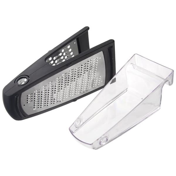 Practical kitchen grater with two blades and stainless steel container