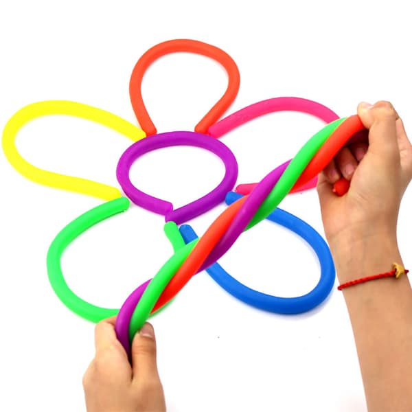 6 stk. elastiske snor-fidget-sensoriske leker for stresslindring og klem-motstand