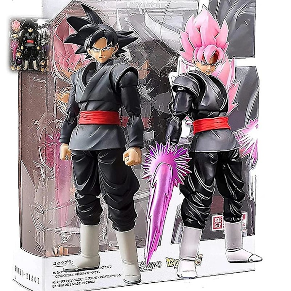 14cm Anime Dragon Ball Black Goku Zamasu Actionfigur Super Saiyan Filmversion Dbz Modell med Flera Tillbehör Leksaker VIT