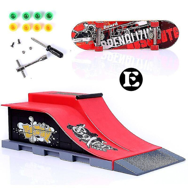 Mini skatepark för fingerbräda, kombination av leksaksskatepark och ramp, skateparkramp, stil A Style E