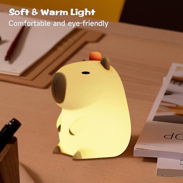 2024 Capybara Natlampe, Bærbar Silikon USB Opladbar Dyrelampe, Sød Capybara Form Berøringsstyret Lampe Til Soveværelse Stue Sengen