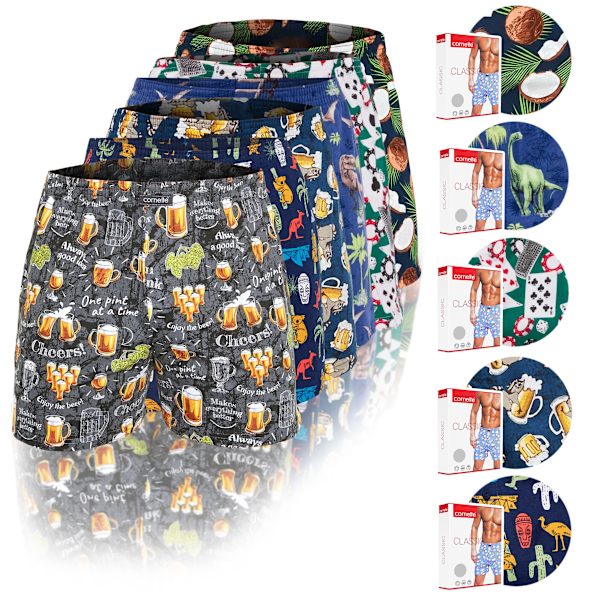 Cornette 100% Bomulls Boxerkalsonger för Män - 6-pack - Luftig - Lös - Mjuk - Boxershorts Herr Bomullsunderkläder
